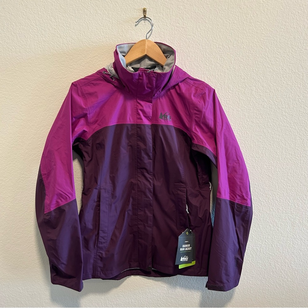 NWT REI Women's Rainier Rain Jacket in Deep Purple